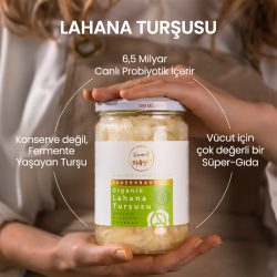 Organik Lahana Turşusu - Lakto Fermantasyon Sauerkraut 600 g - Fermente Mutfağım